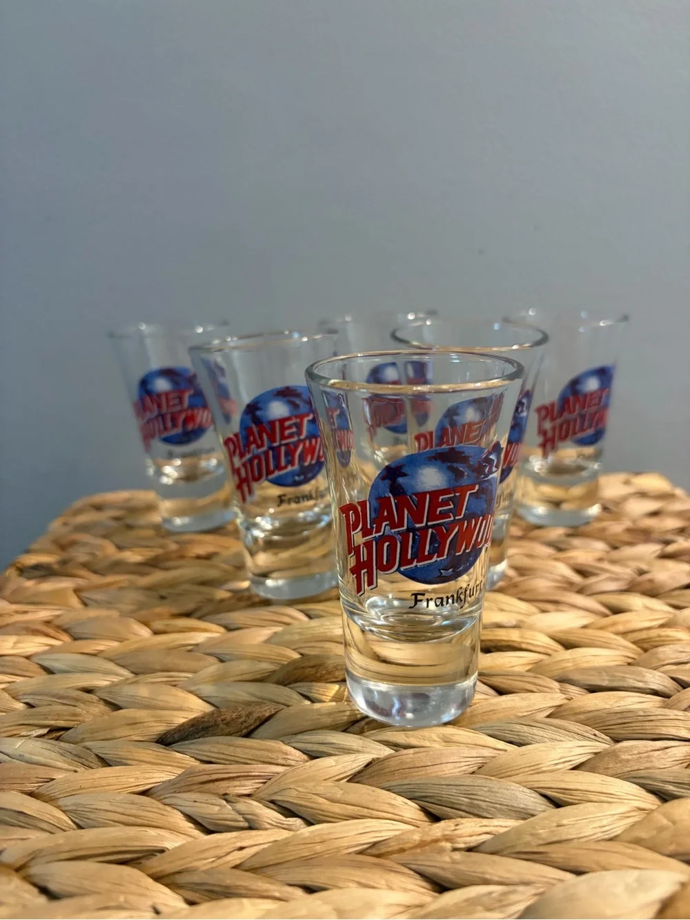 Vintage planet Hollywood Red & Blue Logo Shot Glass - Set of 6